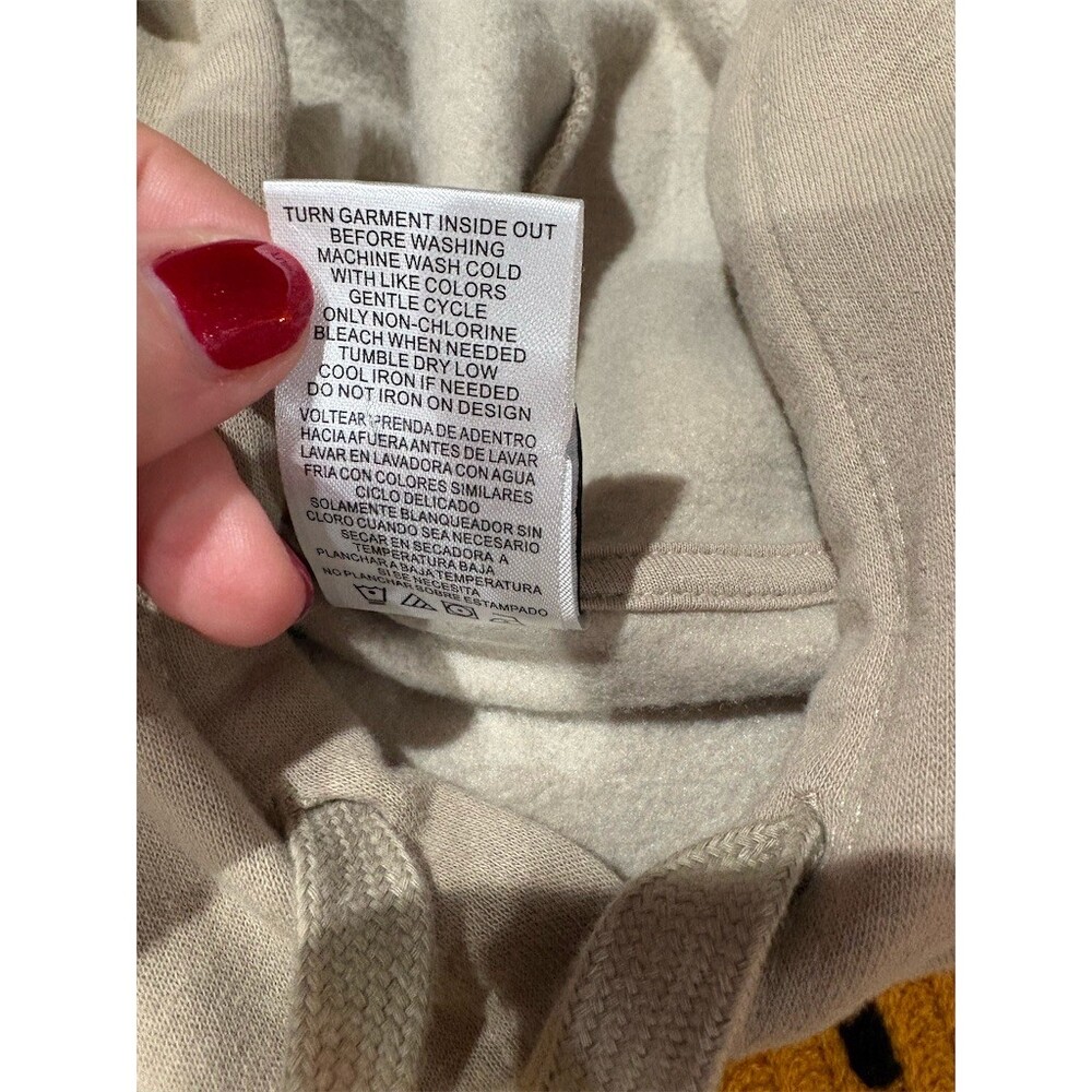 Disney Winnie the Pooh Hoodie Unisex Size L Beige Pullover Embroidered - Picture 10 of 10